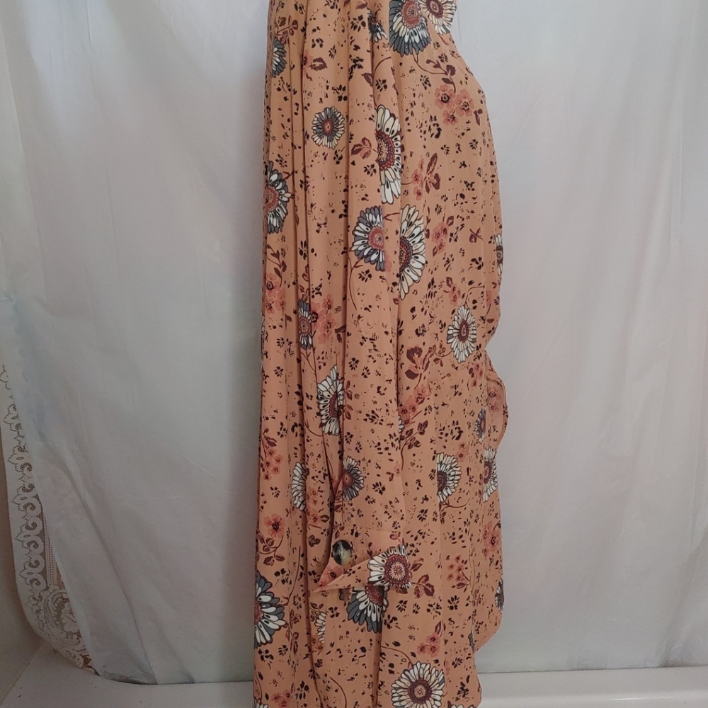 MTL 1980 Womens Sz 5X Floral Print Faux Wrap Bust Midi Dress Career Comfy Flow. - Picture 6 of 13